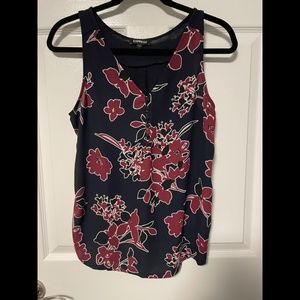 Express Navy and Burgundy Floral Tank